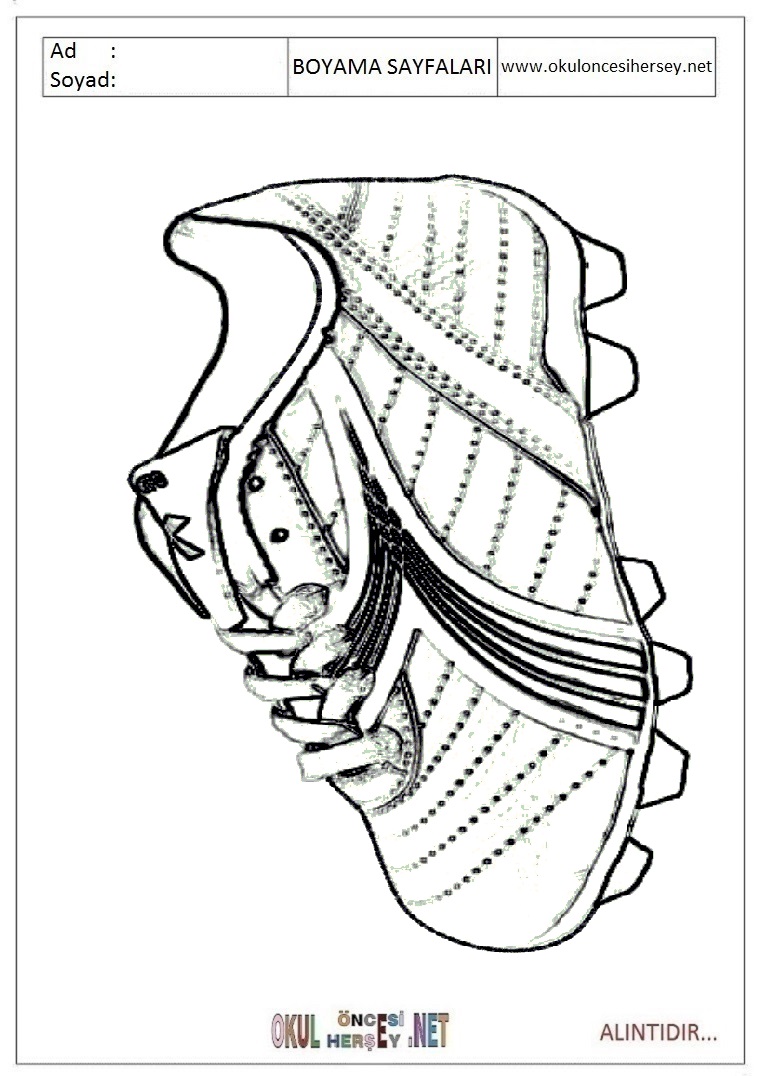 Çocuklar İçin Spor-Ayakkabısı Boyama Sayfaları 